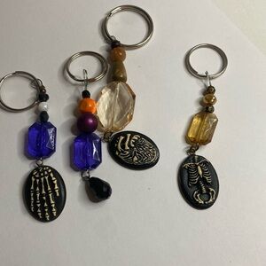 4 handmade spooky keychains